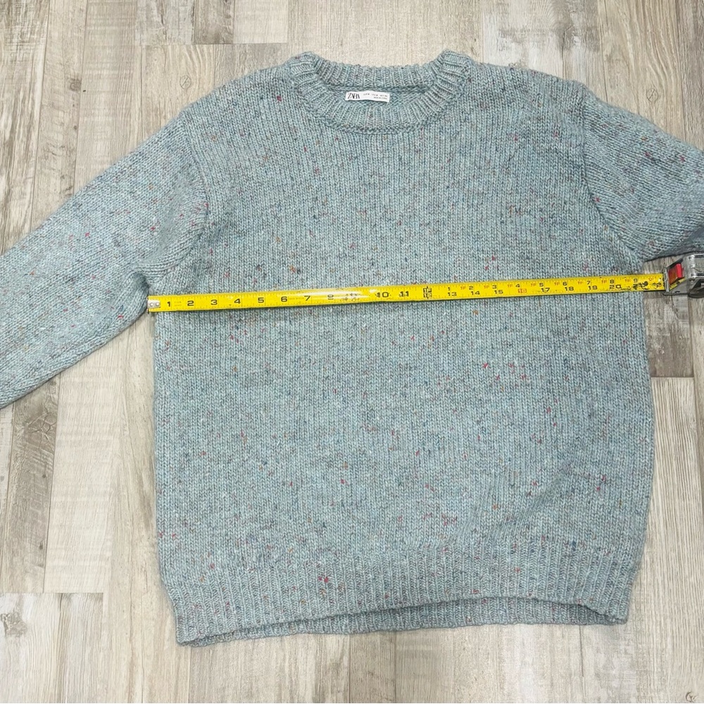 Zara Light Blue Speckled Crewneck Sweater